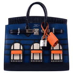 Herm ès Birkin 20 Sellier Faubourg Blue Madame, Crocodile, Epsom, Sombrero Bag