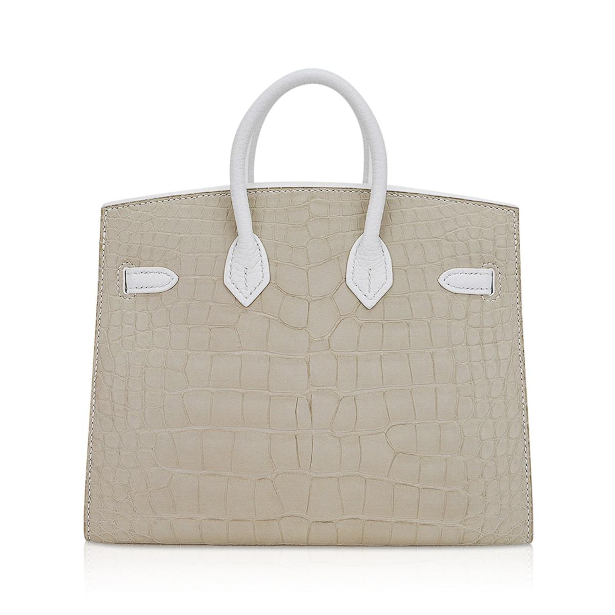 Hermes Birkin Faubourg20 Sellier Neige (Snow) White Alligator Bag For Sale 3