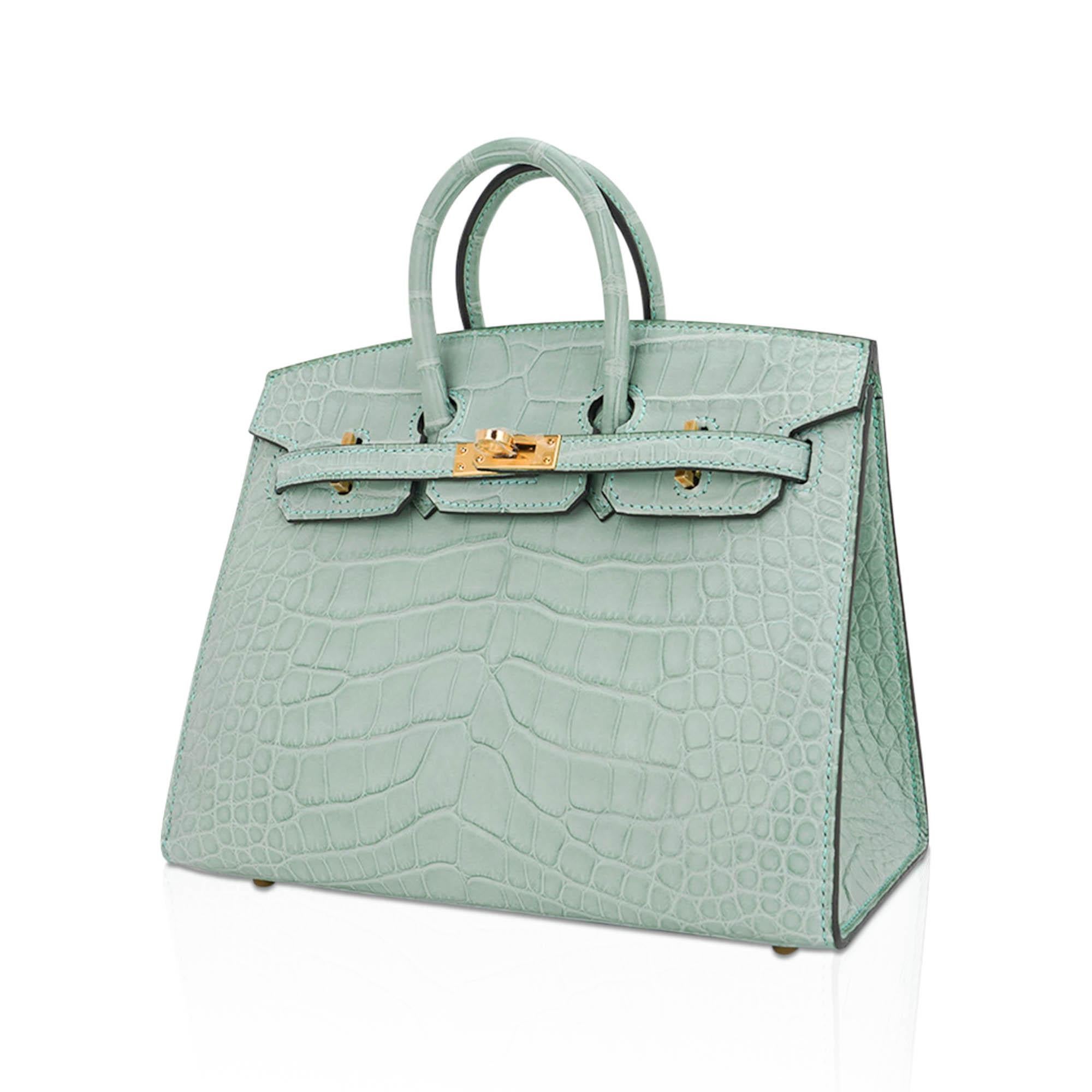 Hermes Birkin 20 Sellier Vert D'Eau Matte Alligator Limited Edition Bag Pour femmes en vente