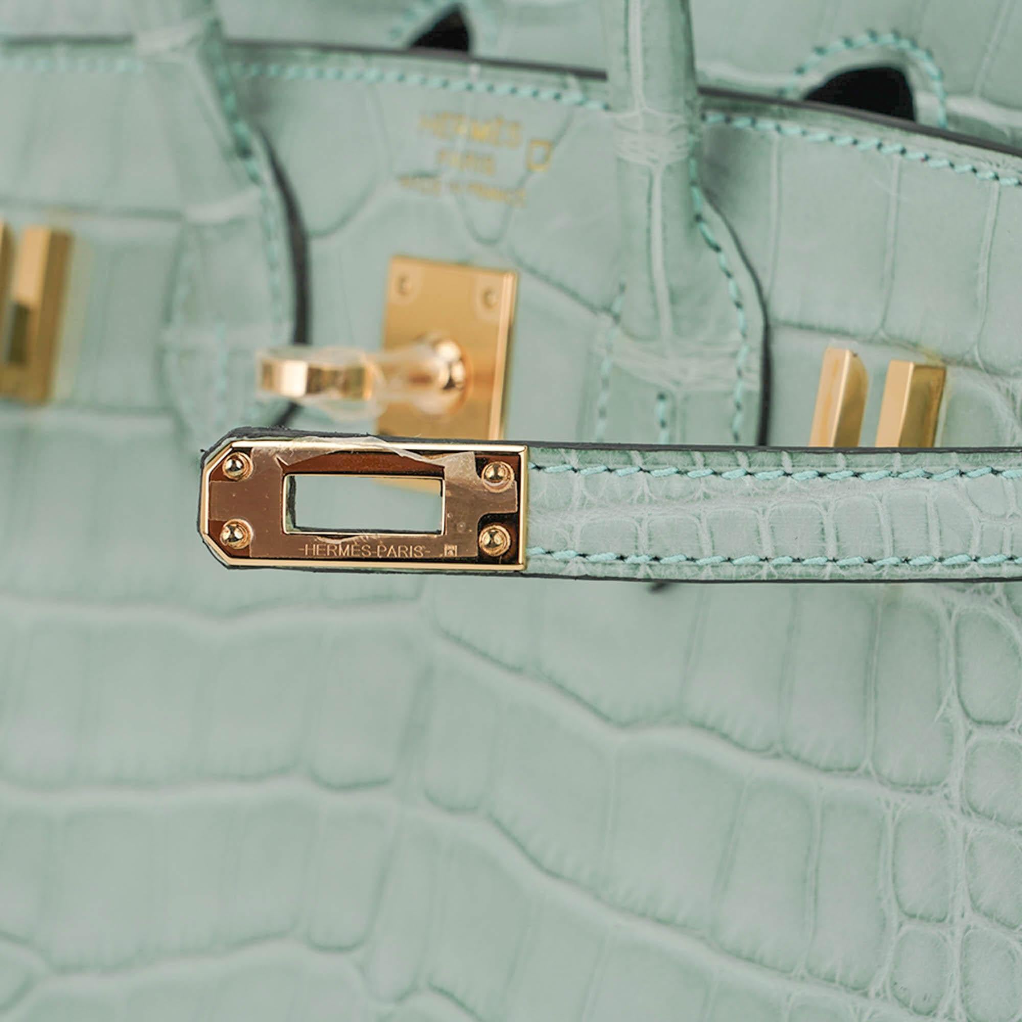 Hermes Birkin 20 Sellier Vert D'Eau Matte Alligator Limited Edition Bag In New Condition For Sale In Miami, FL