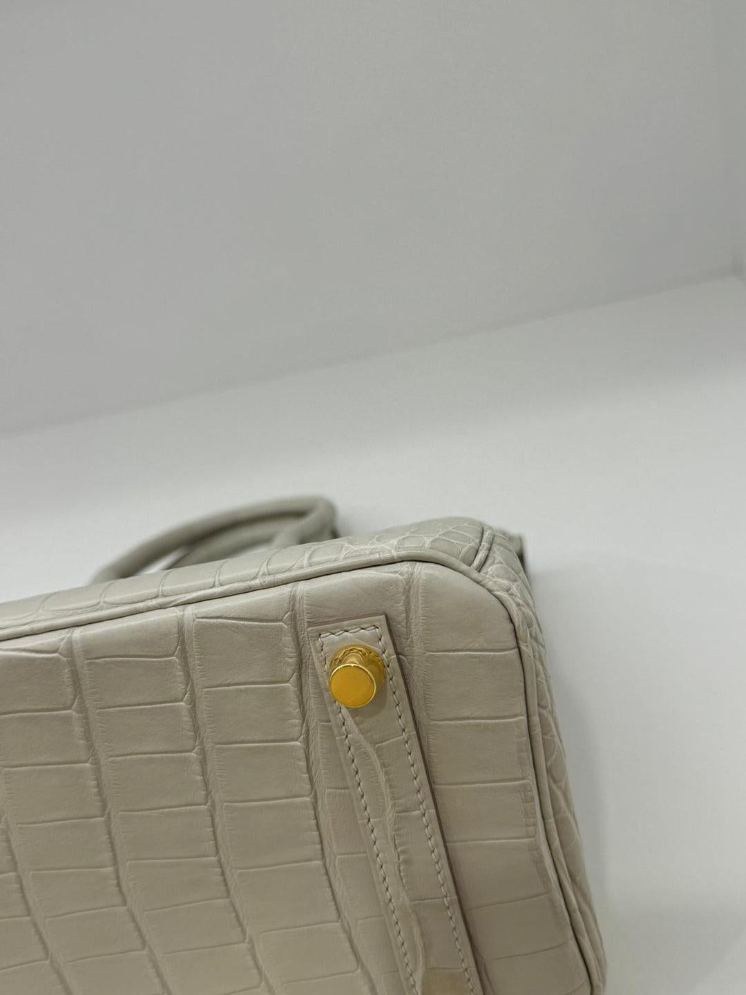 Gris Hermes Birkin 25 Alligator Beton GHW