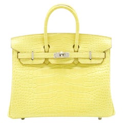 Hermes Birkin 25 Alligator Lime PHW stamp D