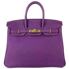 Hermes Birkin 25 Anemone Purple Togo Leather Gold Hardware Handbag