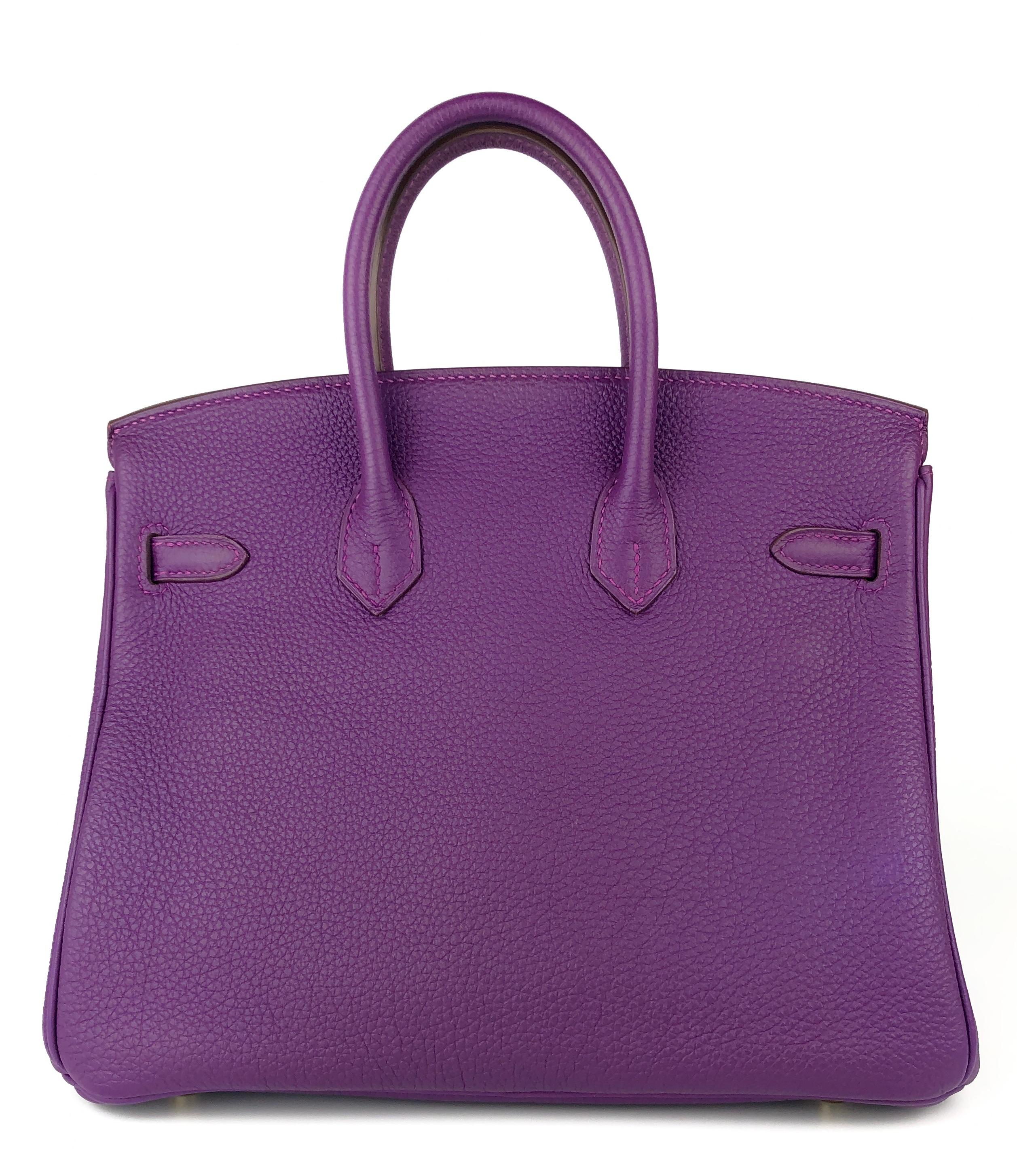 Women's or Men's Hermes Birkin 25 Anemone Purple Togo Leather Handbag Gold Hardware