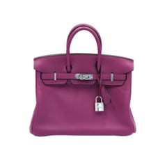 Hermès Birkin 25 Anemone Swift mit Palladium-Beschlägen