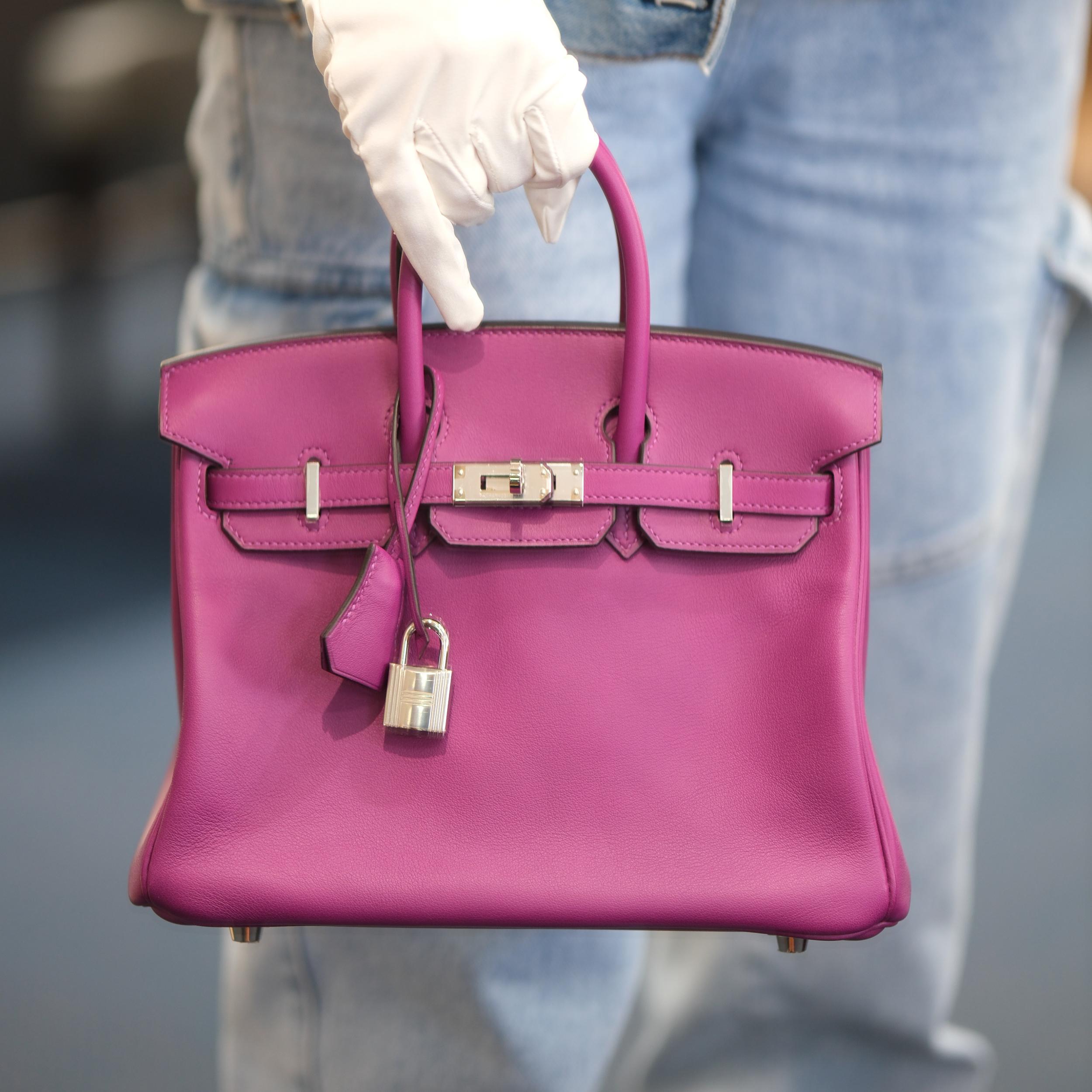 Violet Hermès Birkin 25 Anémone Swift avec quincaillerie en palladium en vente