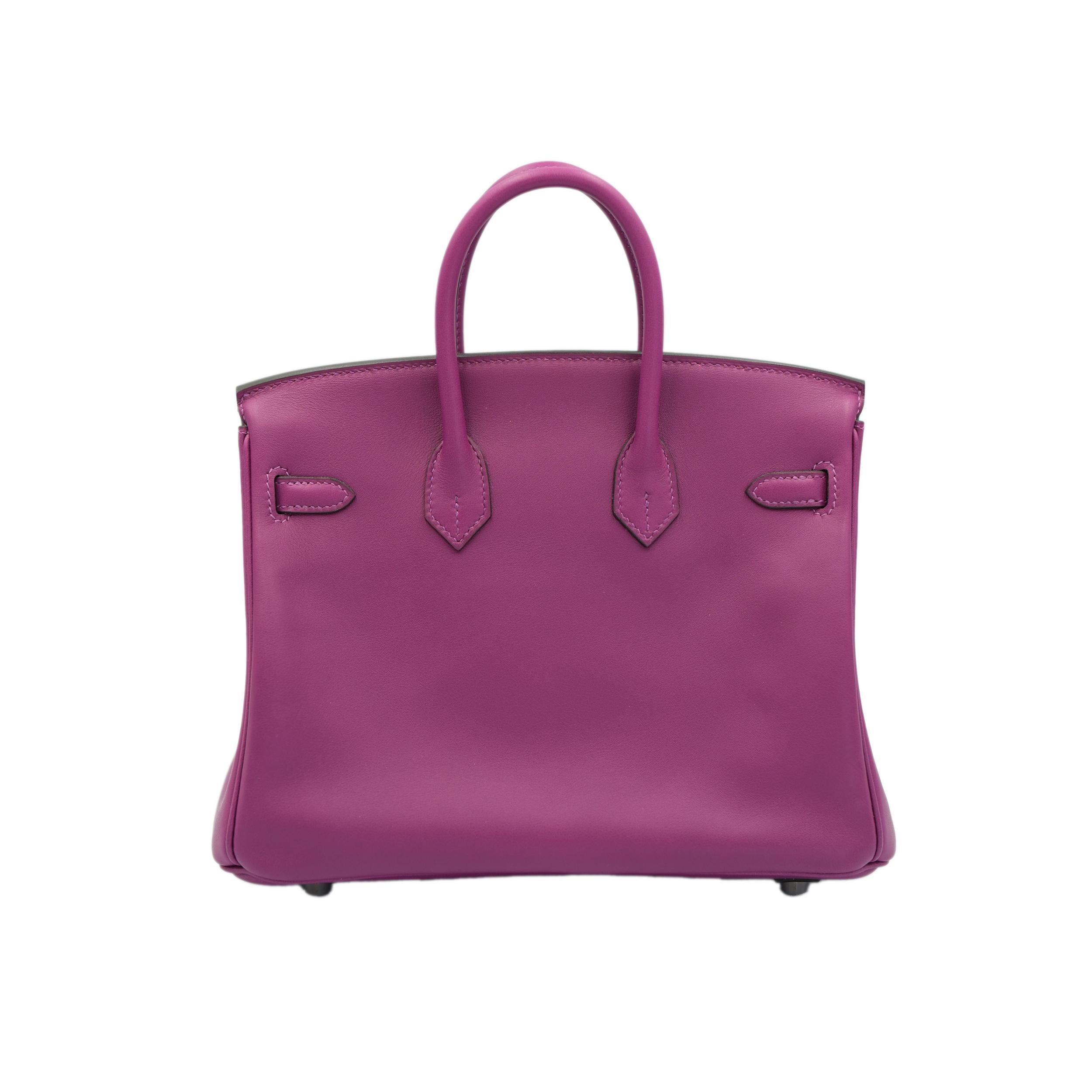 Hermès Birkin 25 Anémone Swift avec quincaillerie en palladium Excellent état - En vente à North Miami Beach, FL