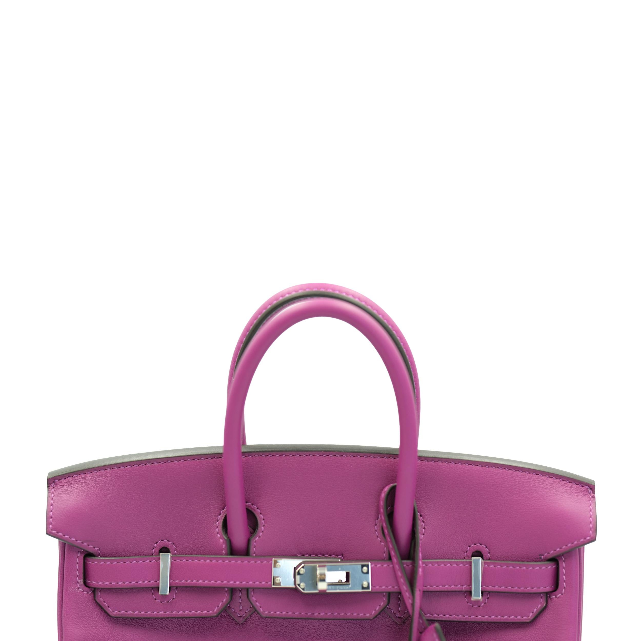 Hermès Birkin 25 Anémone Swift avec quincaillerie en palladium en vente 4