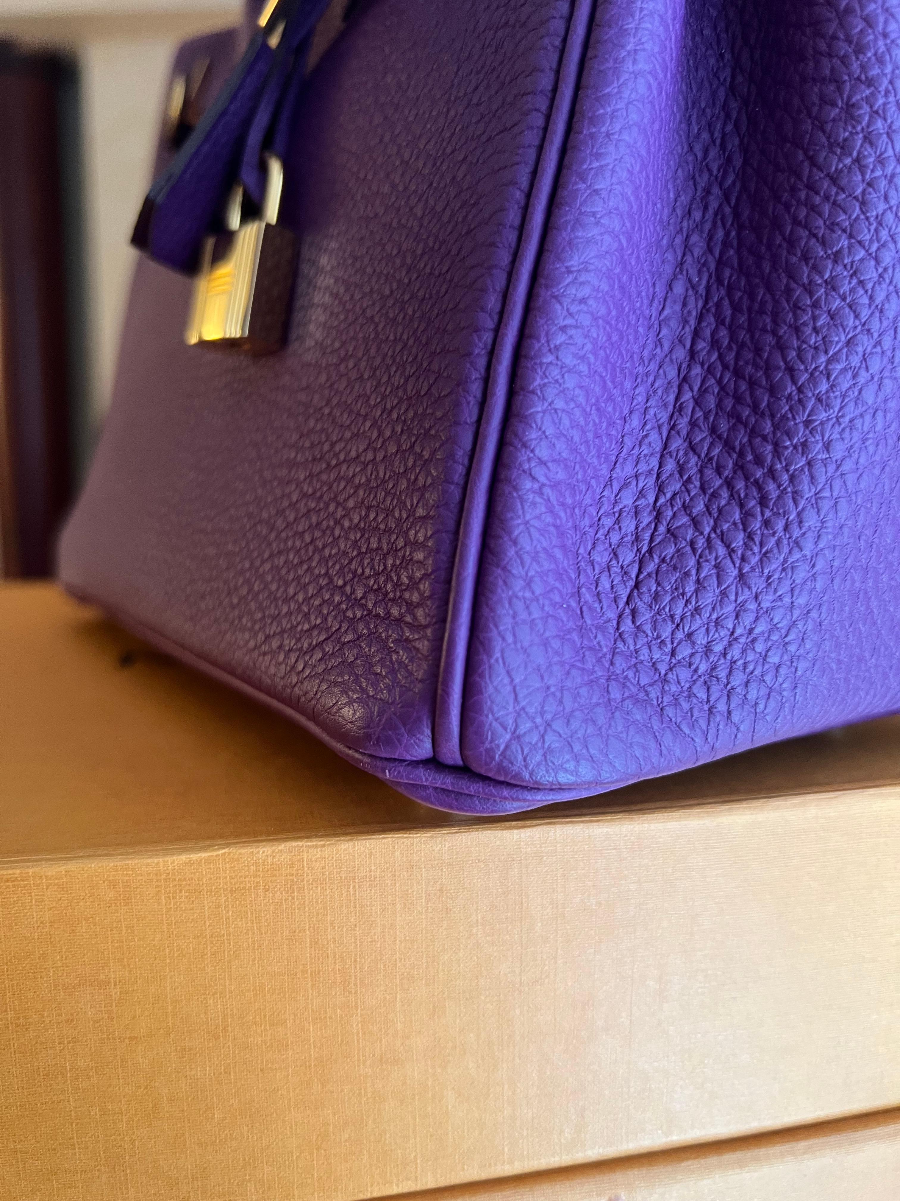 Hermes Birkin 25 Anemone Togo leather bag GHW For Sale 8