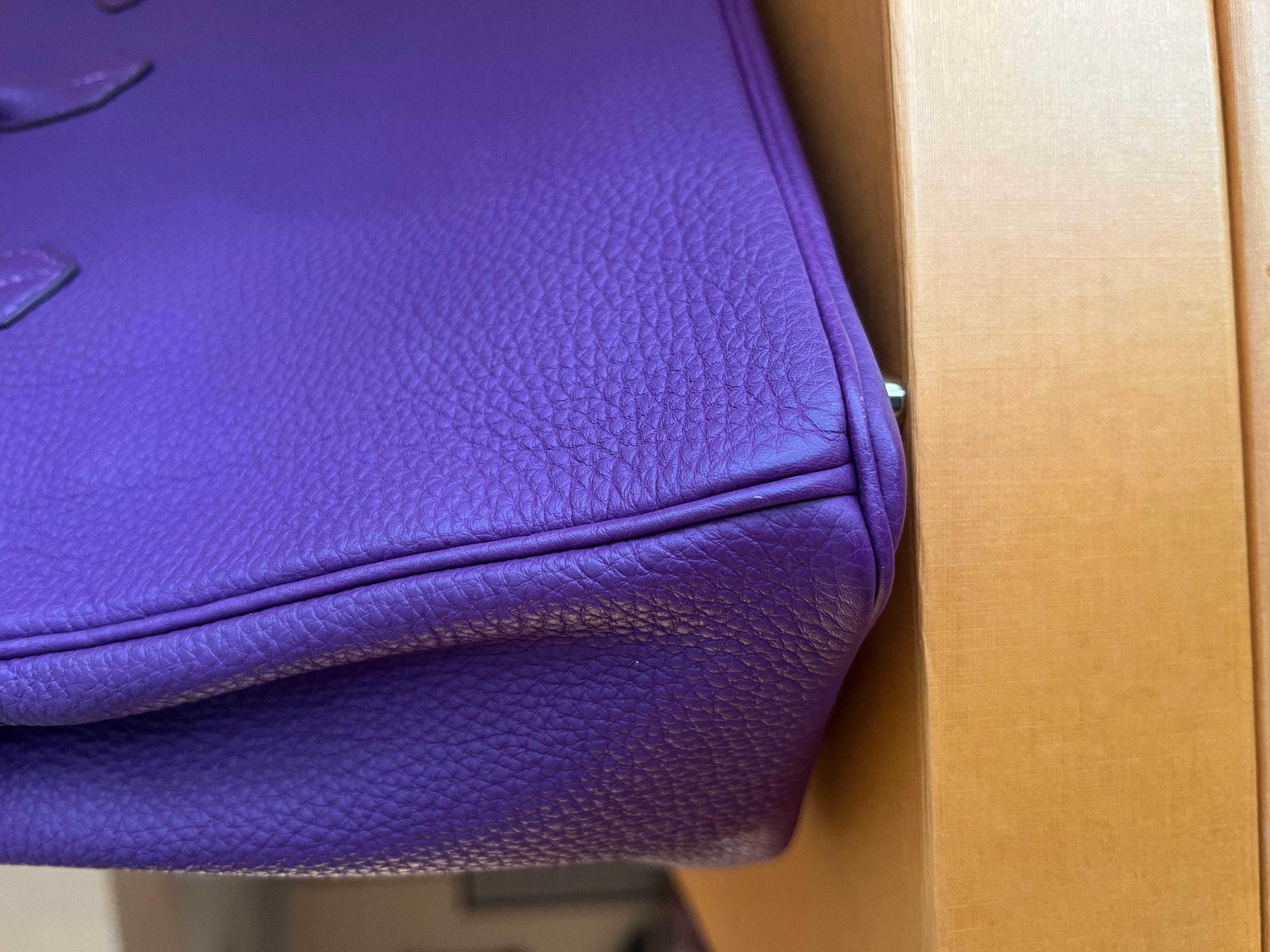 Hermes Birkin 25 Anemone Togo leather bag GHW For Sale 9