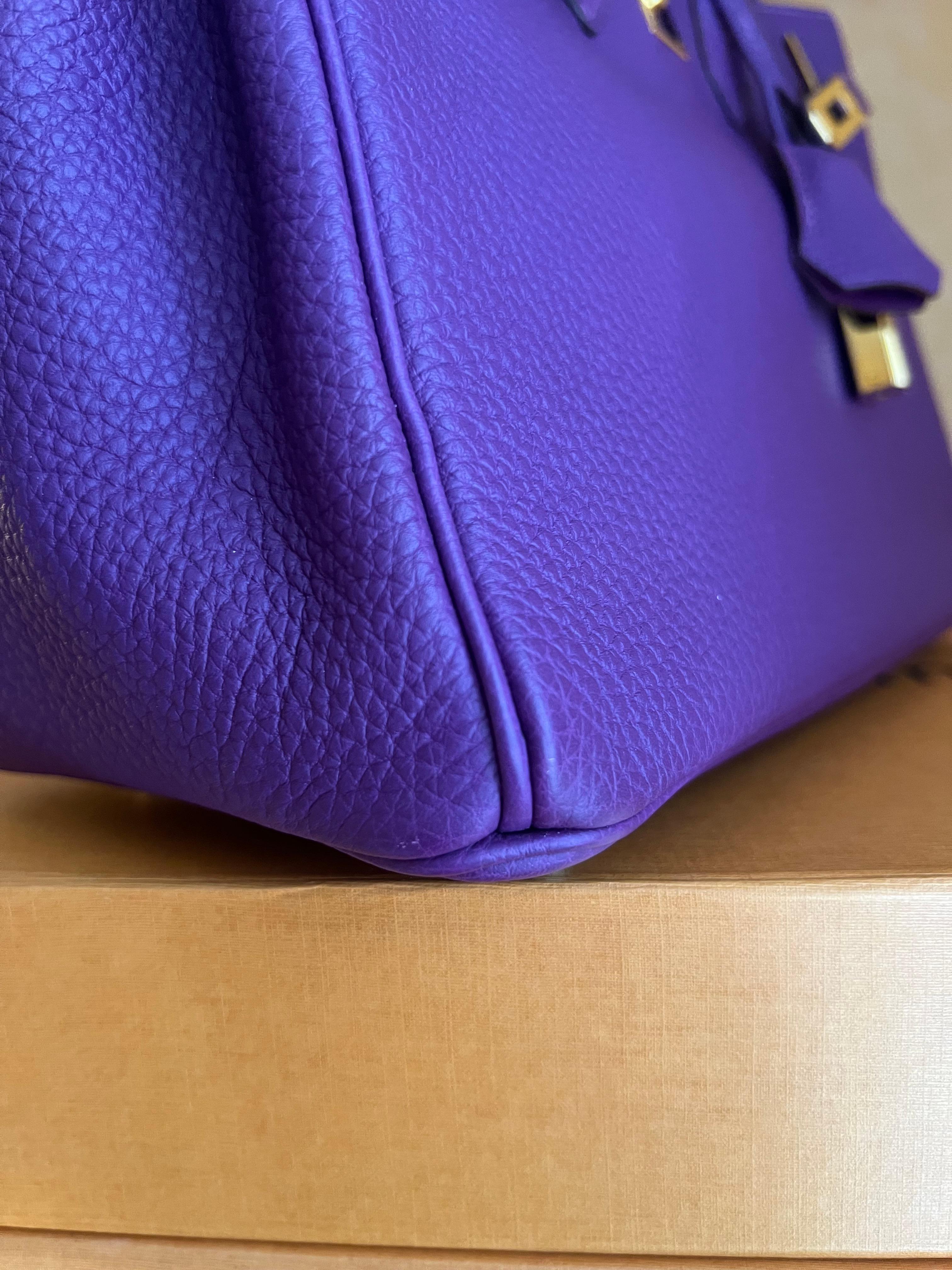 Hermes Birkin 25 Anemone Togo leather bag GHW For Sale 10