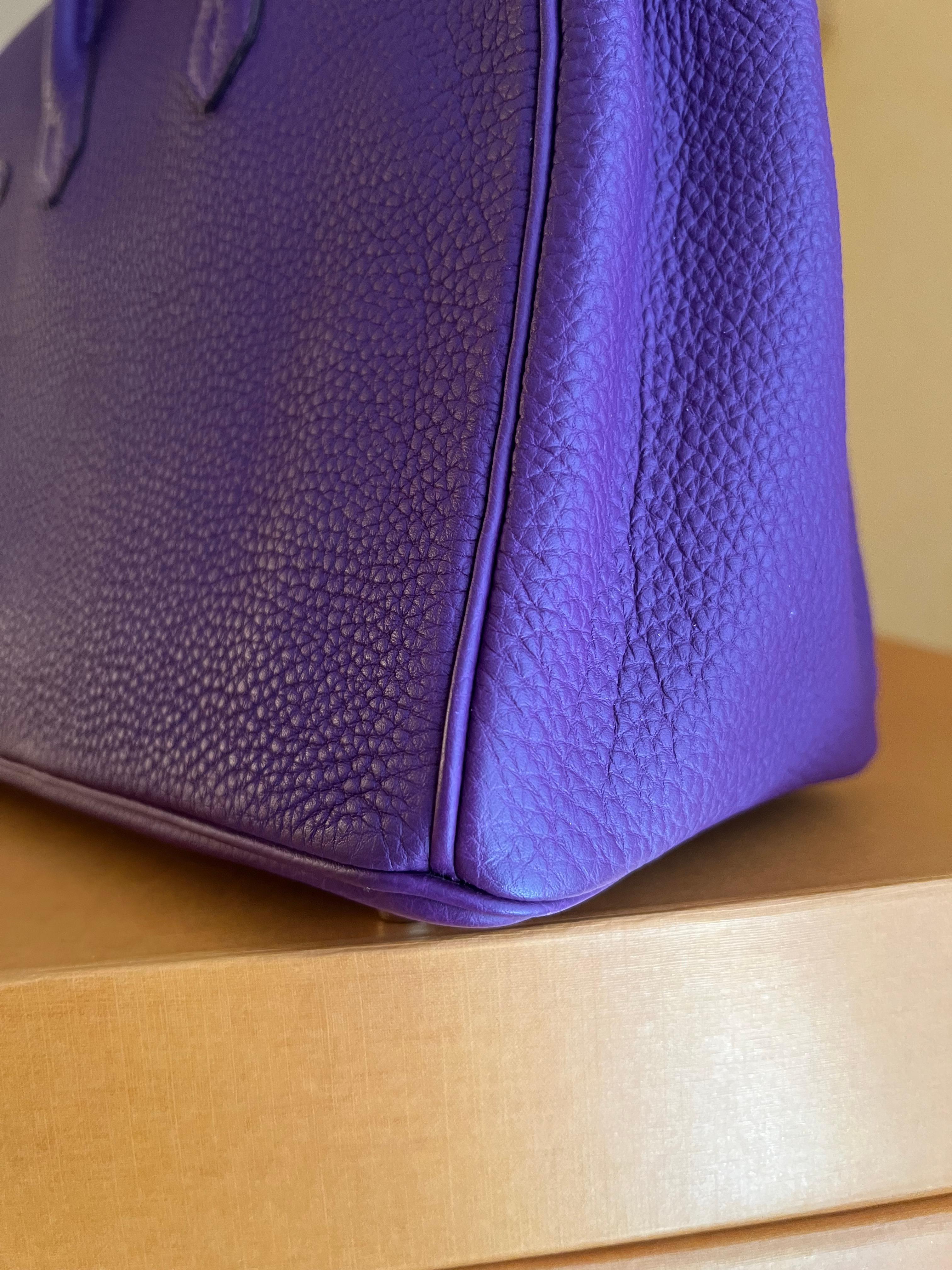 Hermes Birkin 25 Anemone Togo leather bag GHW For Sale 11