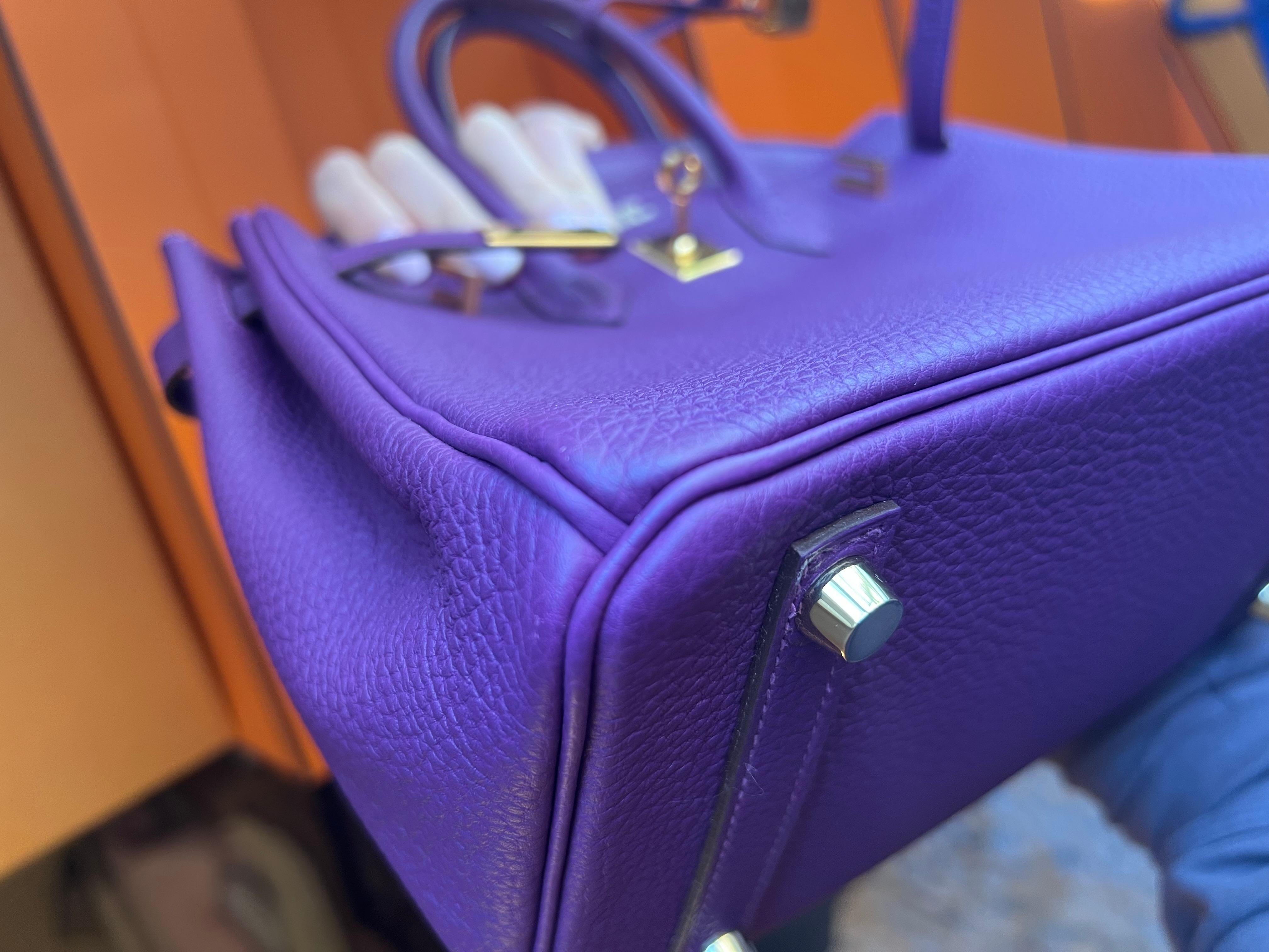 Hermes Birkin 25 Anemone Togo leather bag GHW For Sale 1