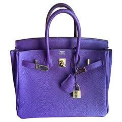 Hermes Birkin 25 Anemone Togo leather bag GHW