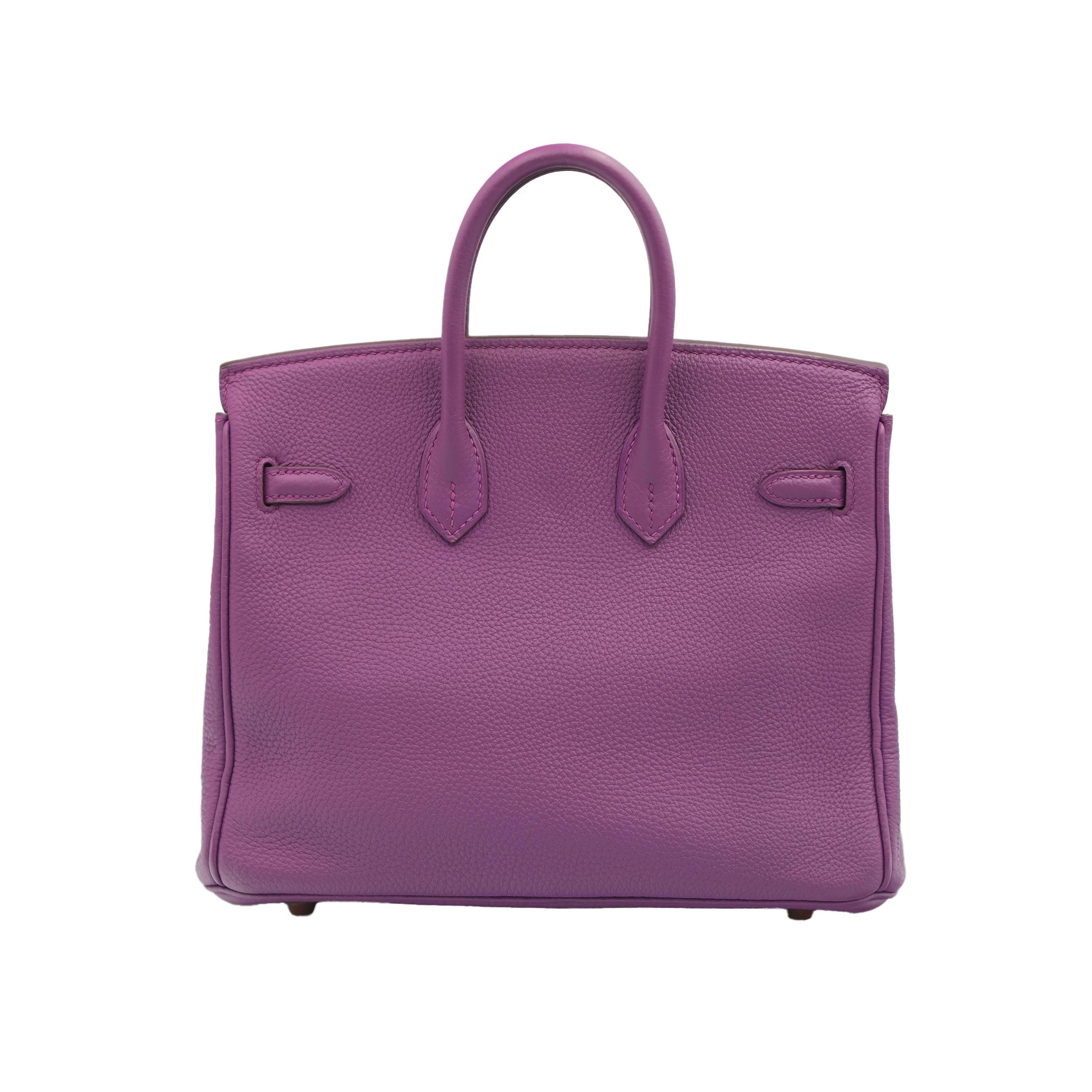 Gris Hermes Birkin 25 Anémone Togo avec ornements en or en vente