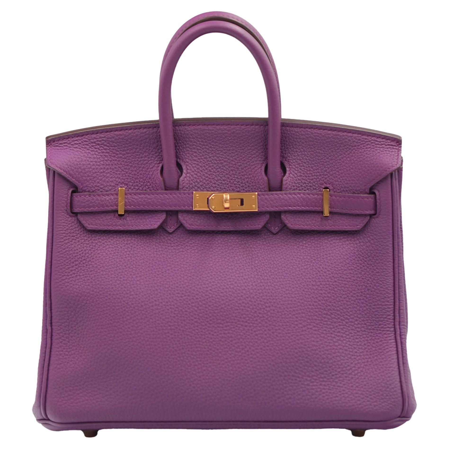 Hermes Birkin 25 Anémone Togo avec ornements en or en vente