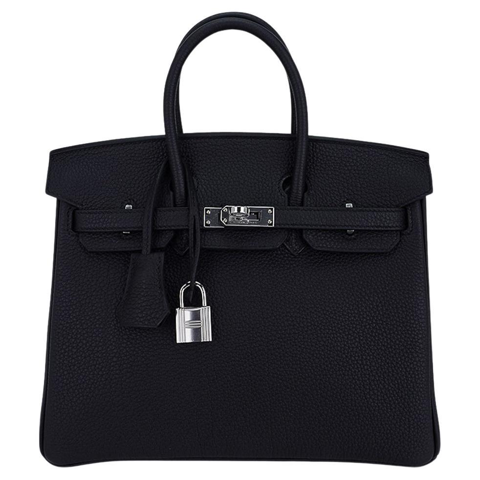 Hermes Birkin 25 Bag Black Palladium Hardware Togo Leather