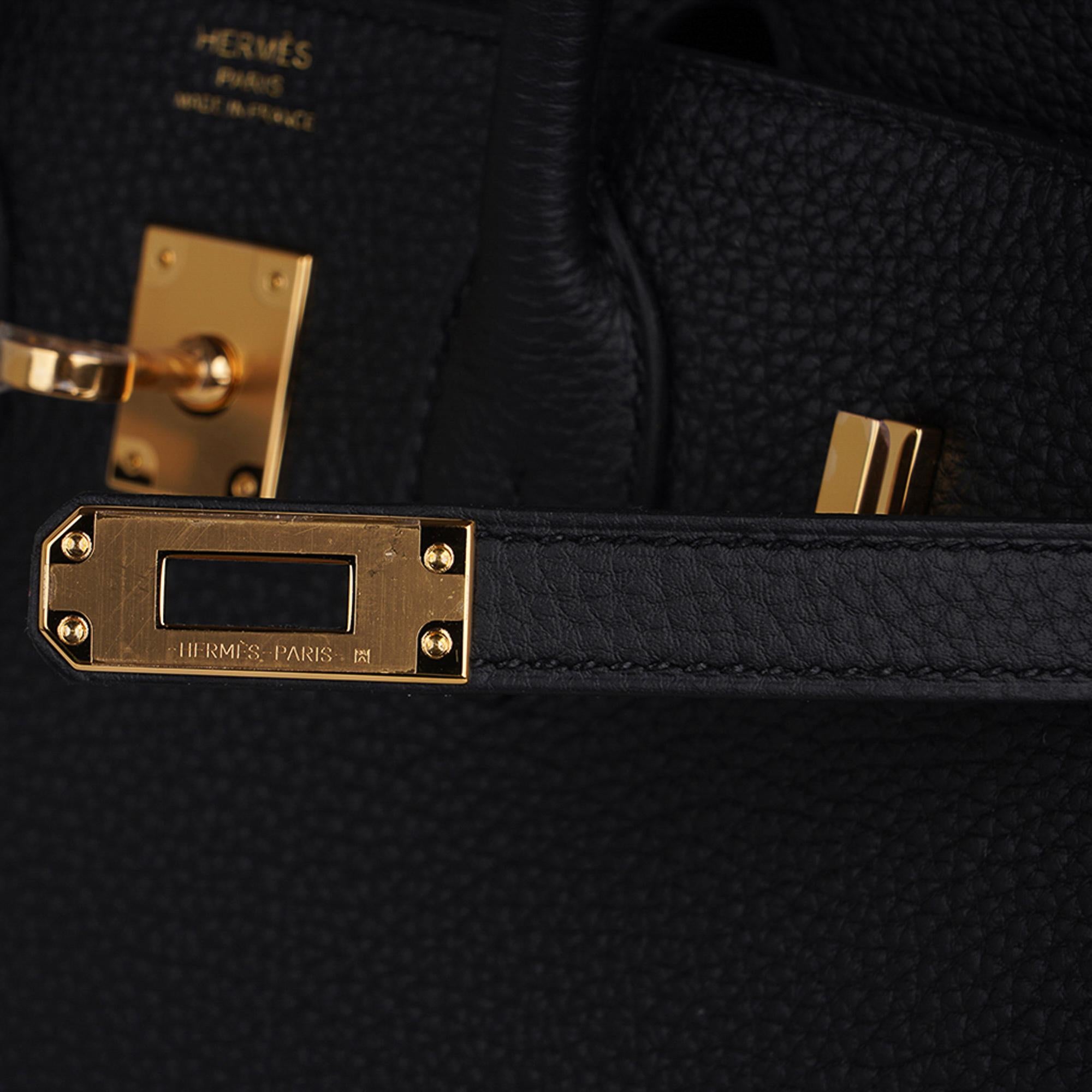 Noir Hermes Birkin 25 Black Bag Togo Leather Gold Hardware 