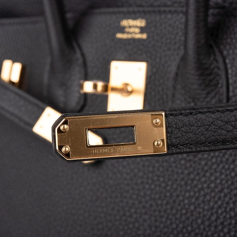 Hermes Birkin 25 Bag Black Togo Leather Gold Hardware For Sale at 1stdibs