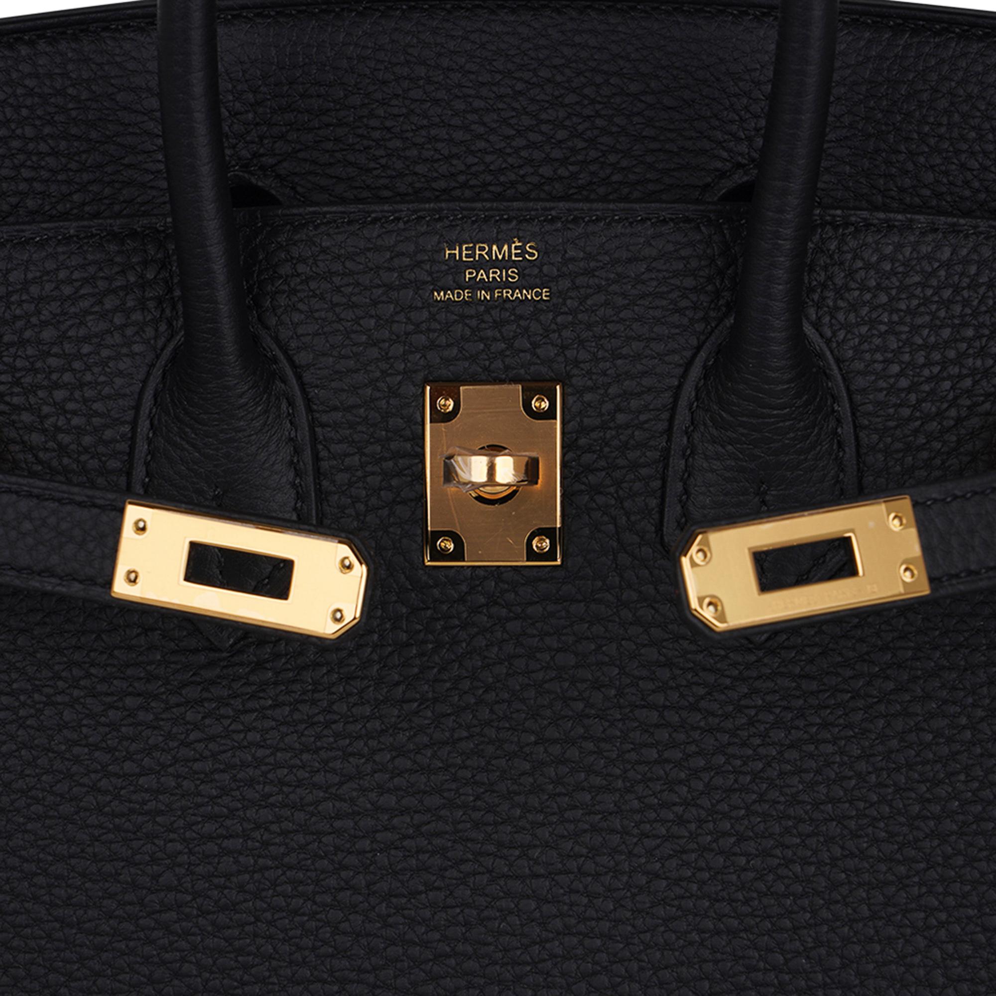 Hermes Birkin 25 Black Bag Togo Leather Gold Hardware  For Sale 2