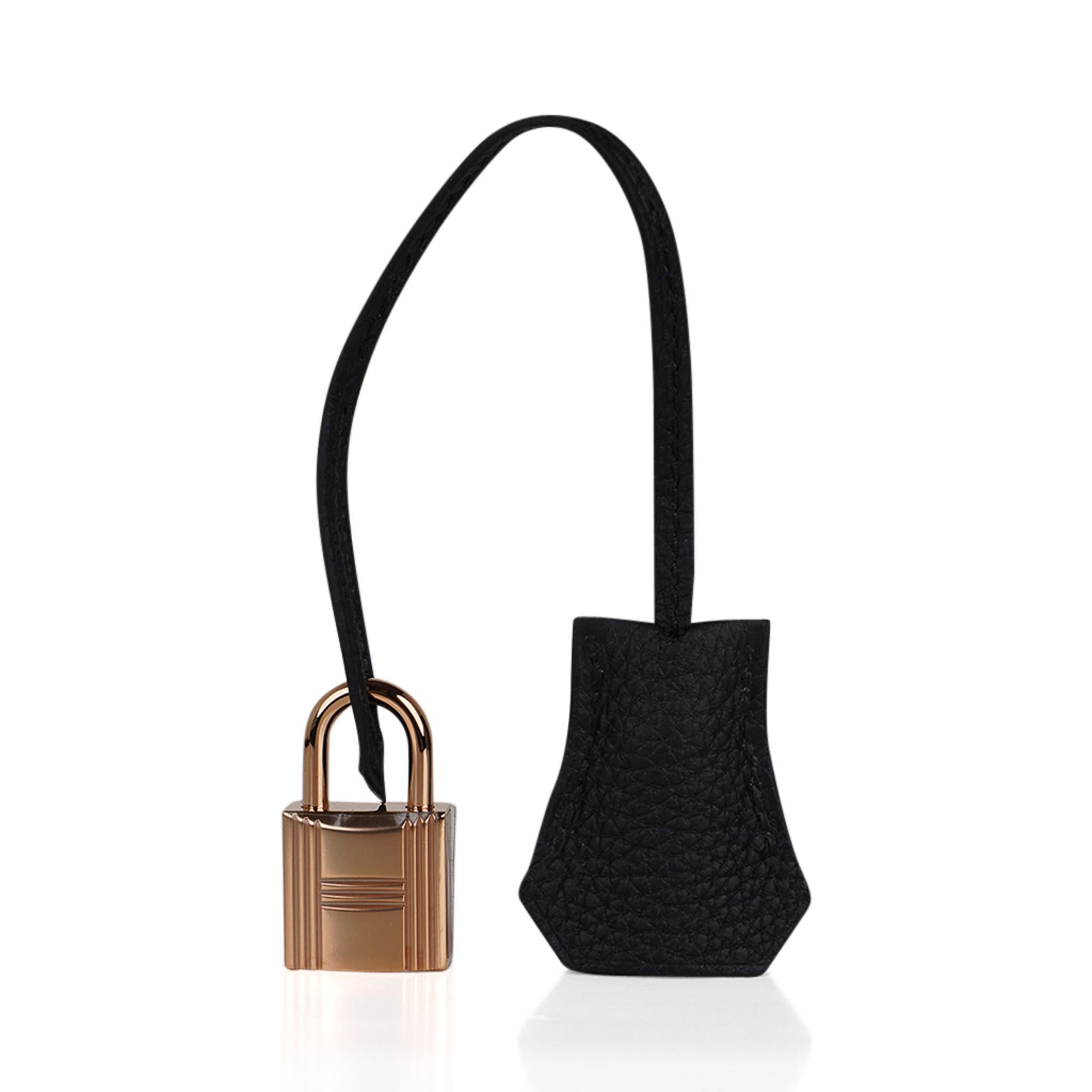 Hermes Birkin 25 Bolso Piel Togo Negro Herrajes Oro Rosa en venta 2