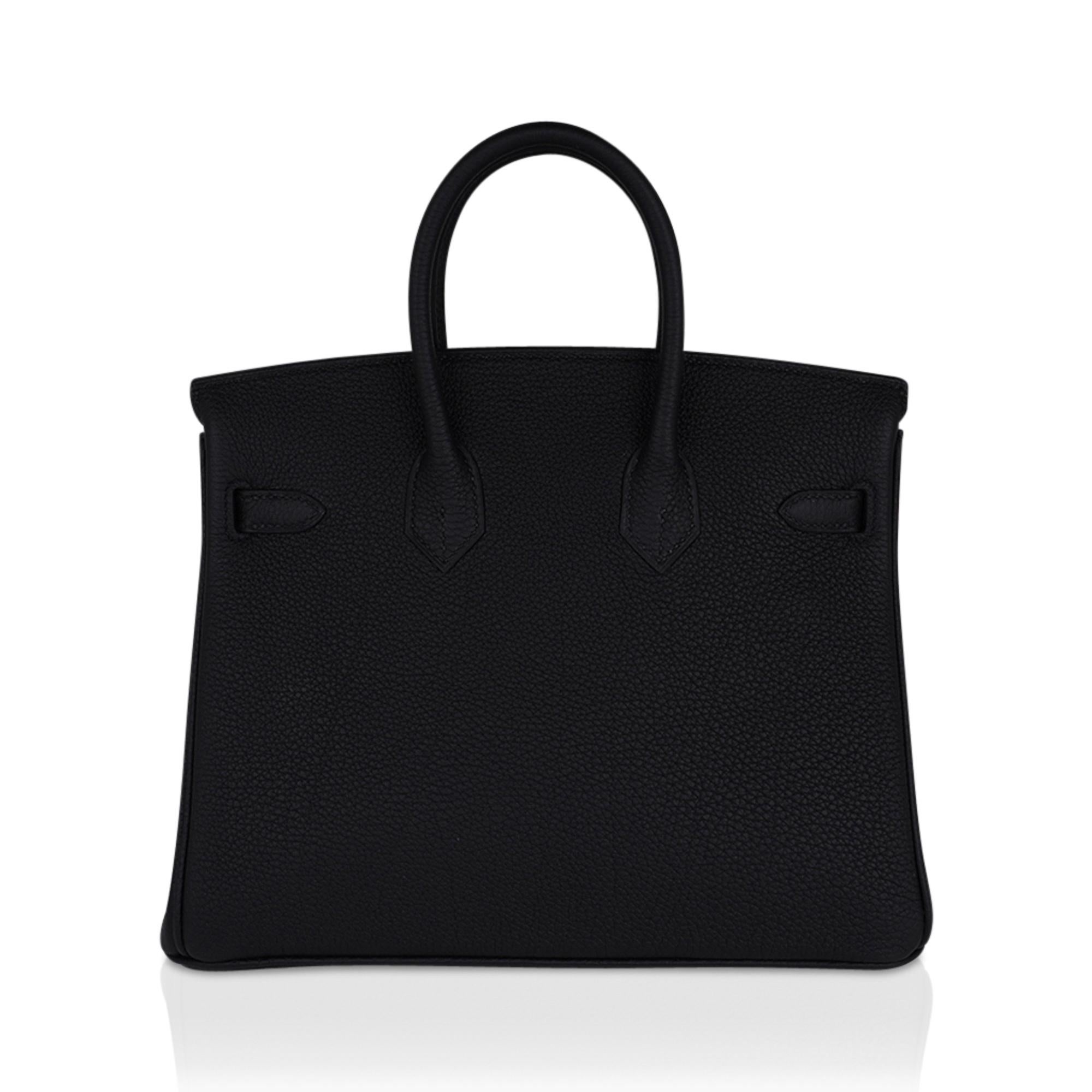 Hermes Birkin 25 Bolso Piel Togo Negro Herrajes Oro Rosa en venta 4