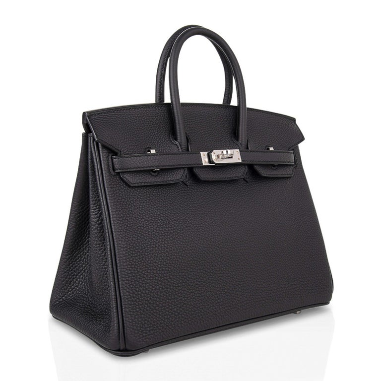 Hermes Birkin 25 Bag Black Palladium Hardware Togo Leather