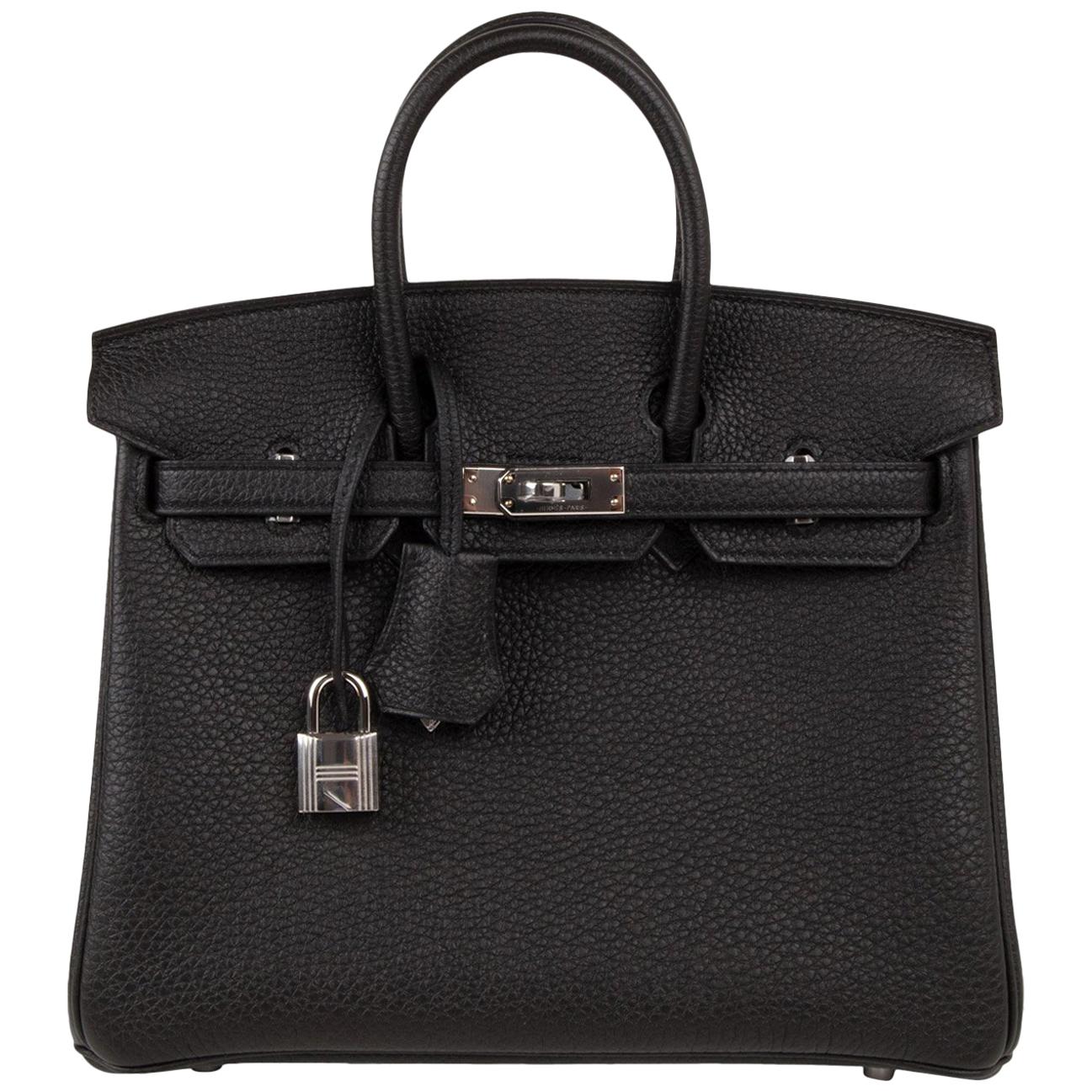 Hermes Birkin 25 Bag Black Togo Palladium Hardware 