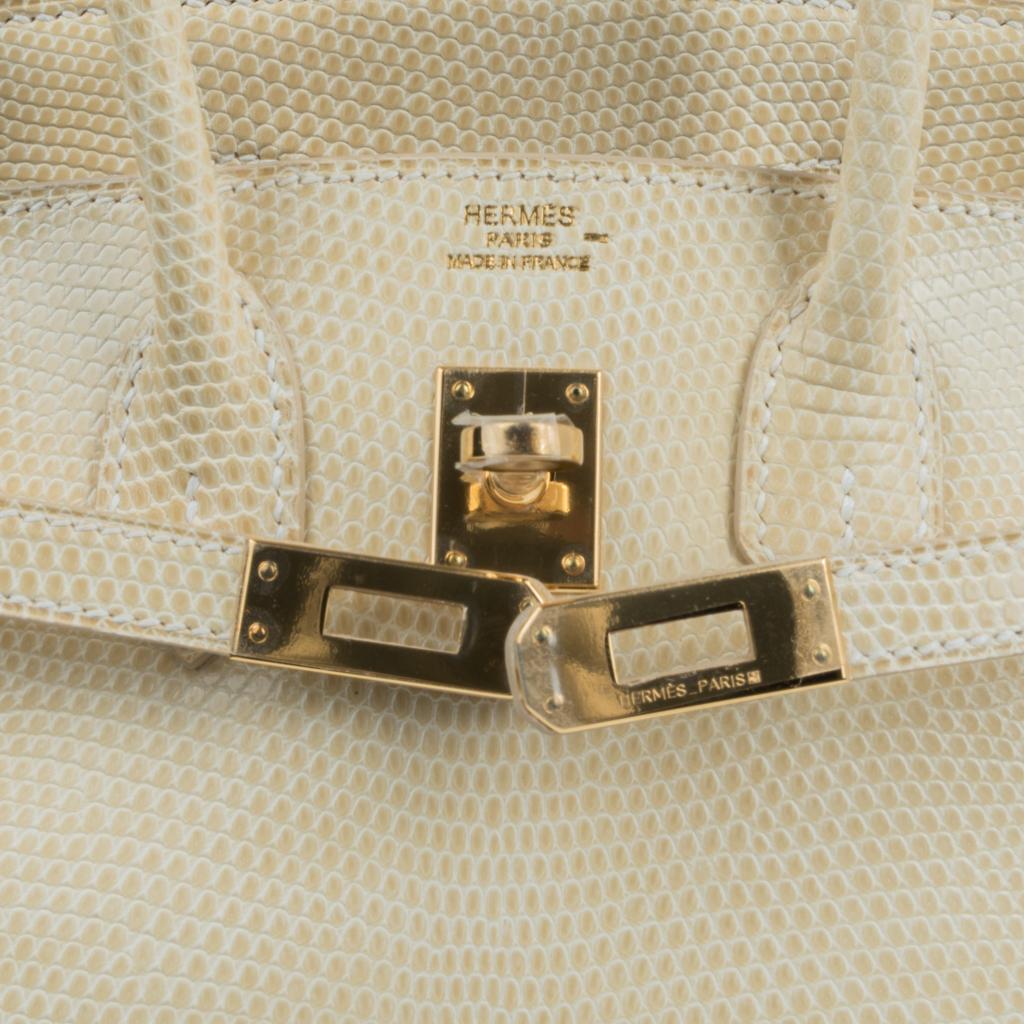 Hermes Birkin 25 Bag Blanc Casse Lizard Gold Hardware Sehr selten Damen