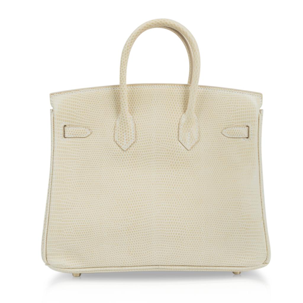 Hermes Birkin 25 Bag Blanc Casse Lizard Gold Hardware Very Rare 2