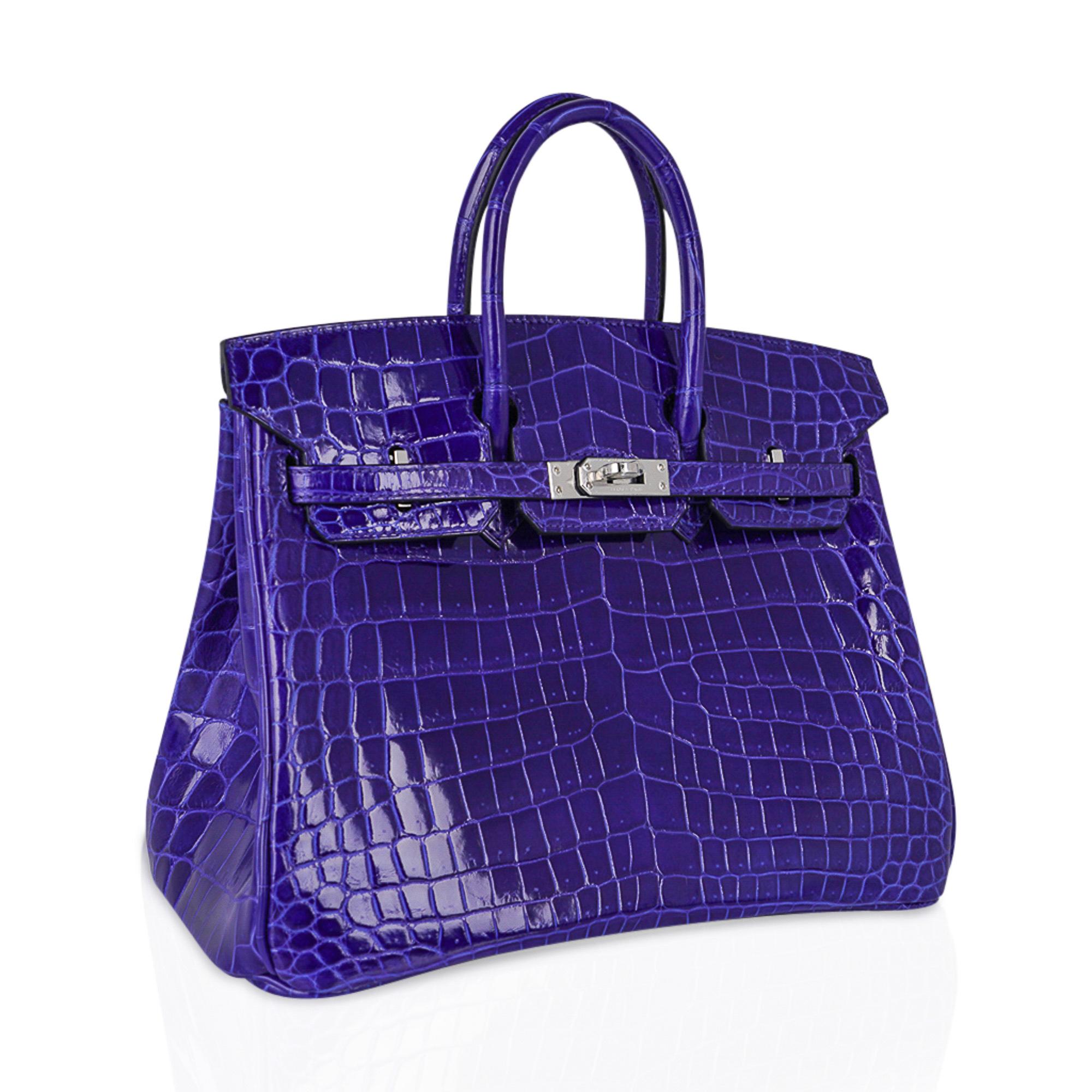 Hermes Birkin 25 Bag Blue Electric Crocodile Vivid Jewel Palladium