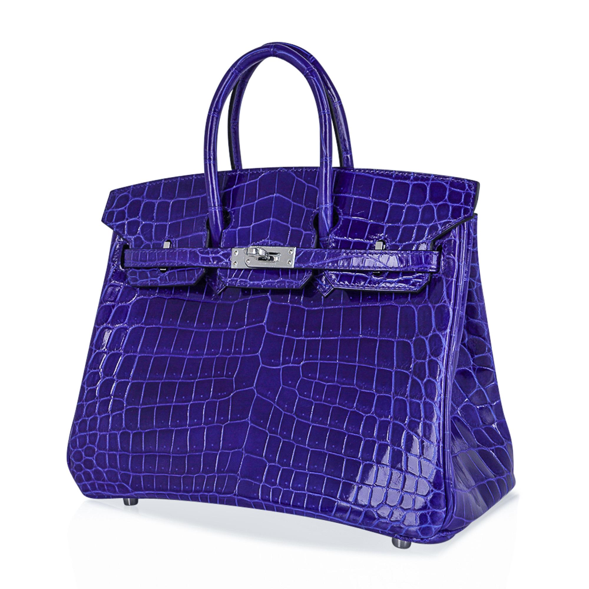Women's Hermes Birkin 25 Bag Blue Electric Crocodile Vivid Jewel Palladium Hardware