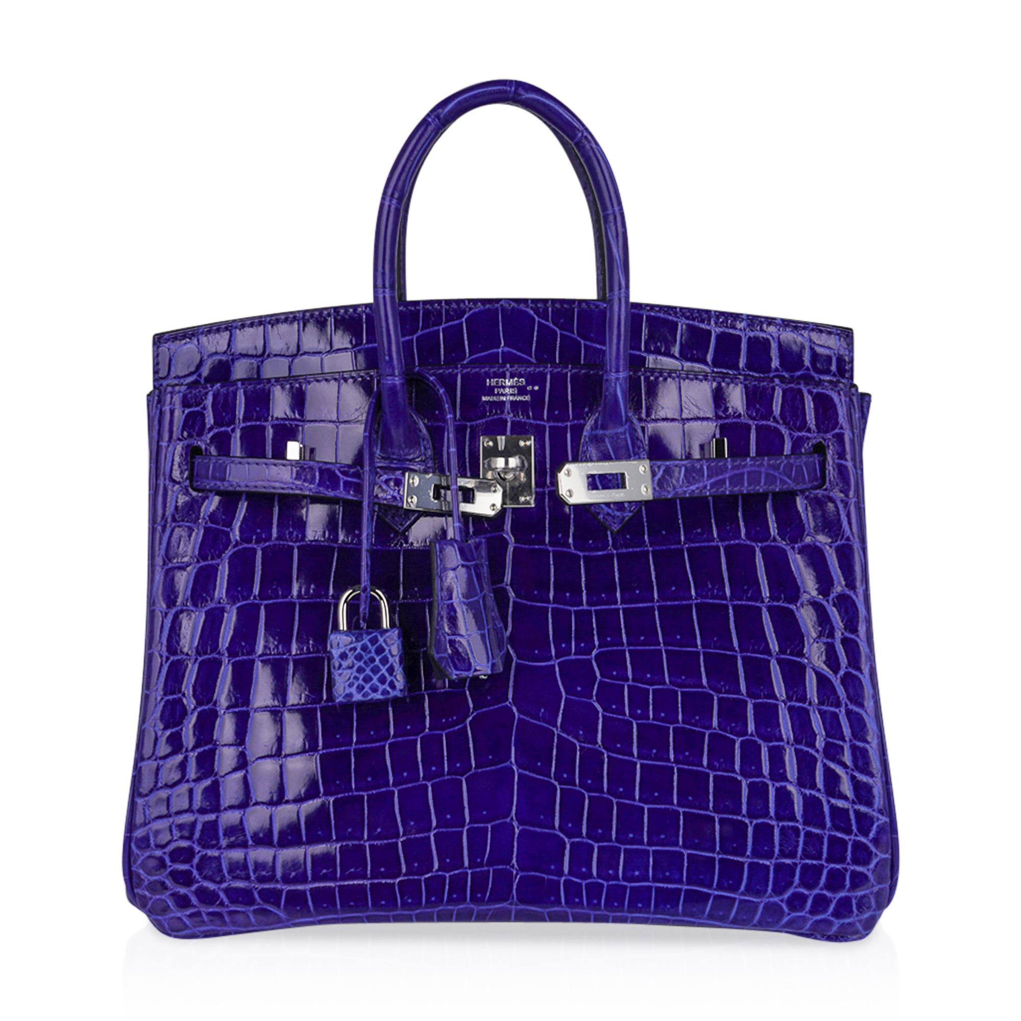 Hermes Birkin 25 Bag Blue Electric Crocodile Vivid Jewel Palladium Hardware 1