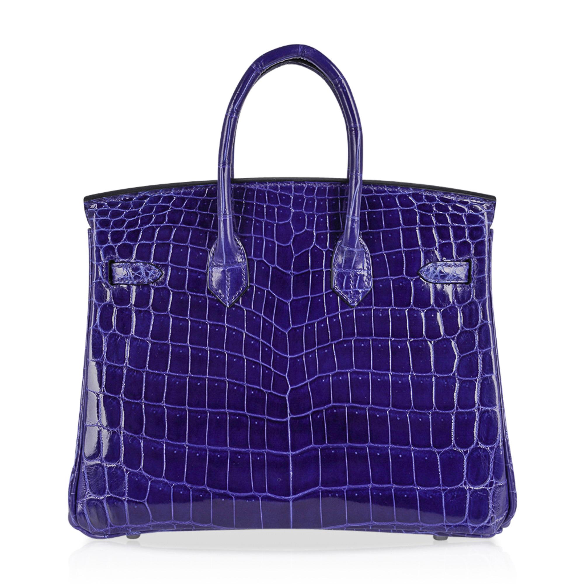 Hermes Birkin 25 Bag Blue Electric Crocodile Vivid Jewel Palladium Hardware 2