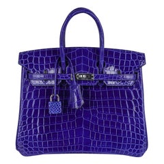 Hermes Birkin 25 Tasche Blau Electric Crocodile Vivid Jewel Palladium Hardware