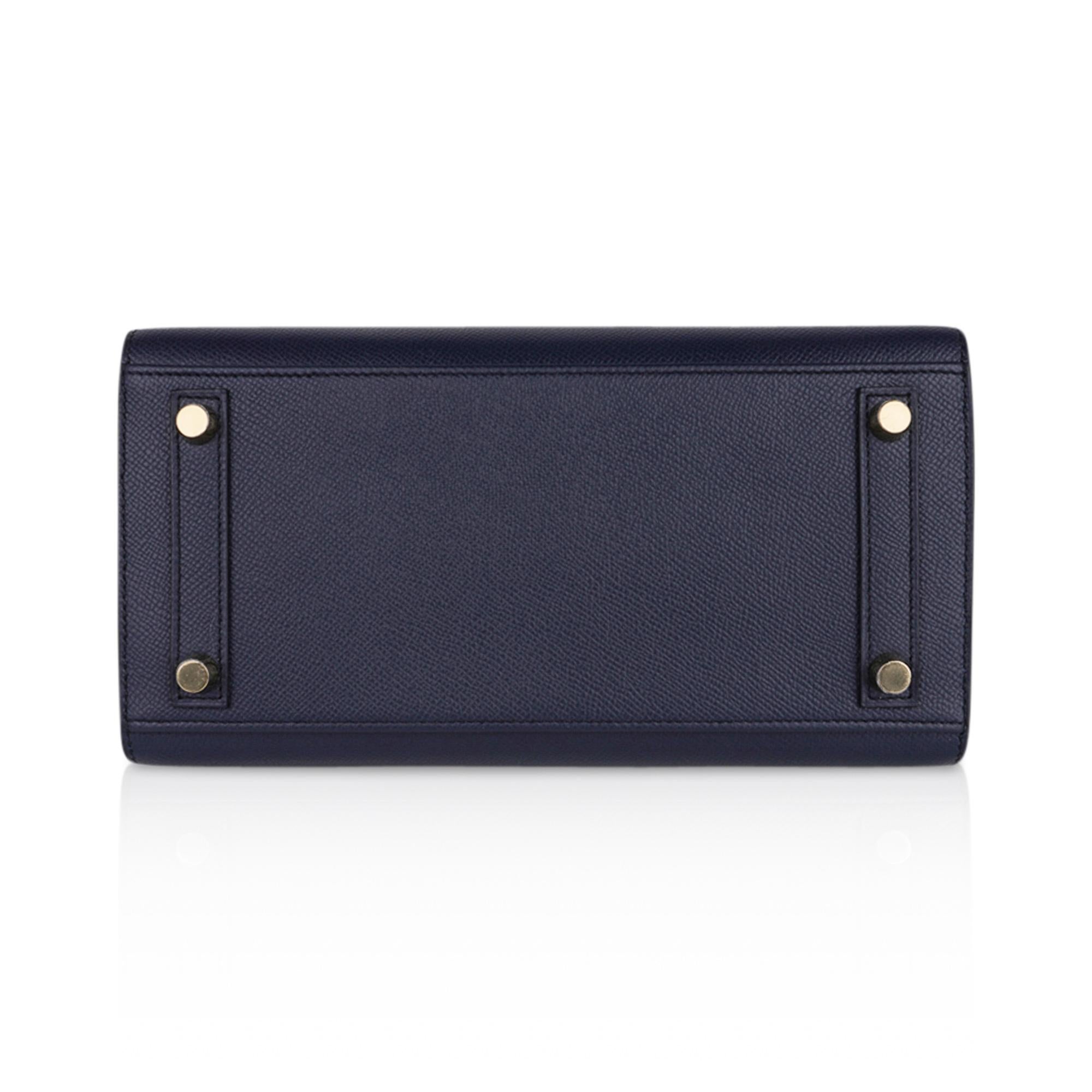 Hermes Birkin Sellier 25 Bag Blue Indigo Gold Hardware Epsom Leather New w/Box 2