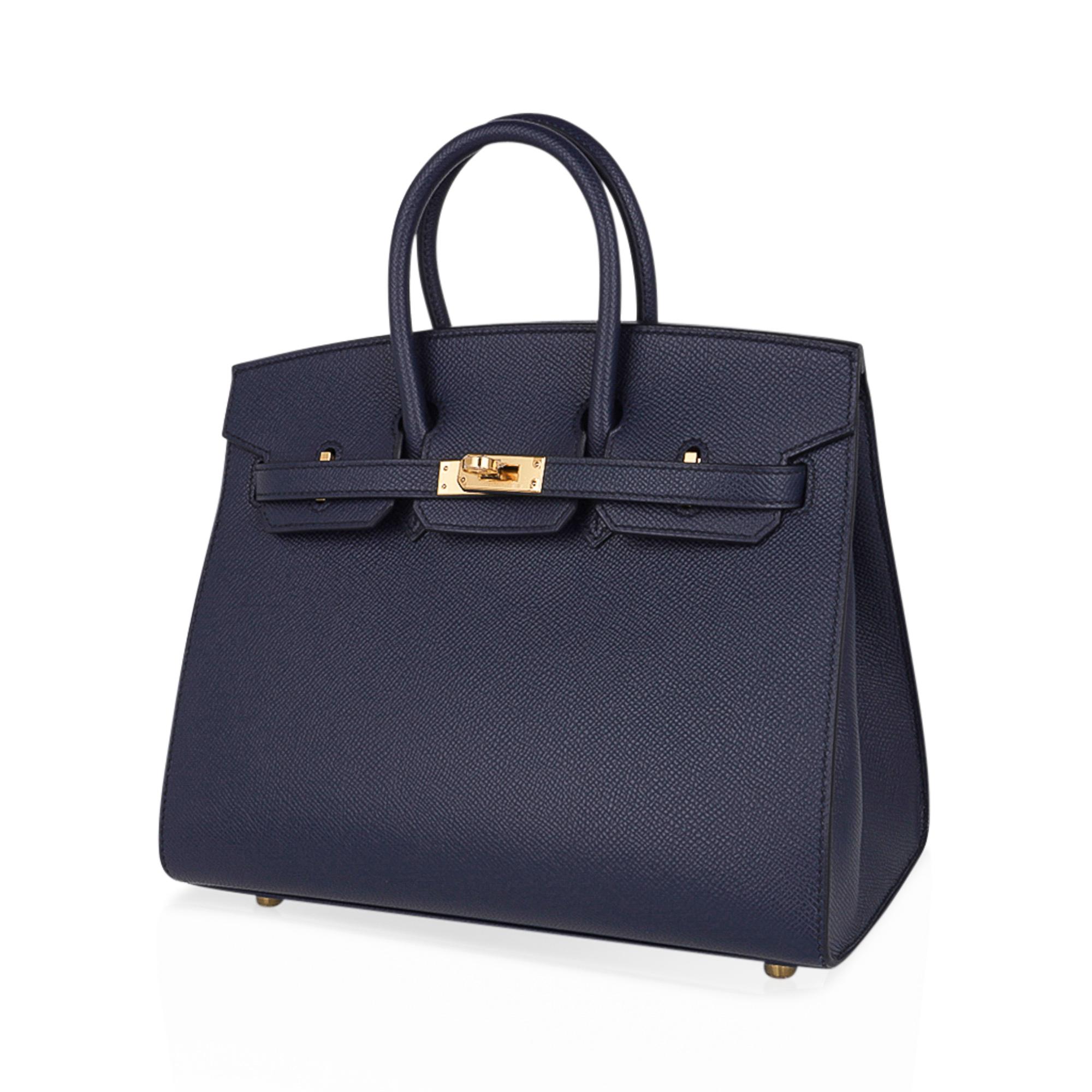 Hermes Birkin Sellier 25 Bag Blue Indigo Gold Hardware Epsom Leather New w/Box In New Condition In Miami, FL