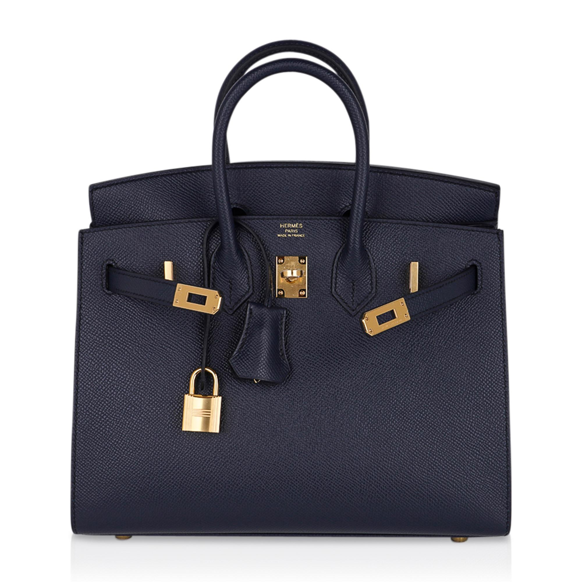 Women's Hermes Birkin Sellier 25 Bag Blue Indigo Gold Hardware Epsom Leather New w/Box