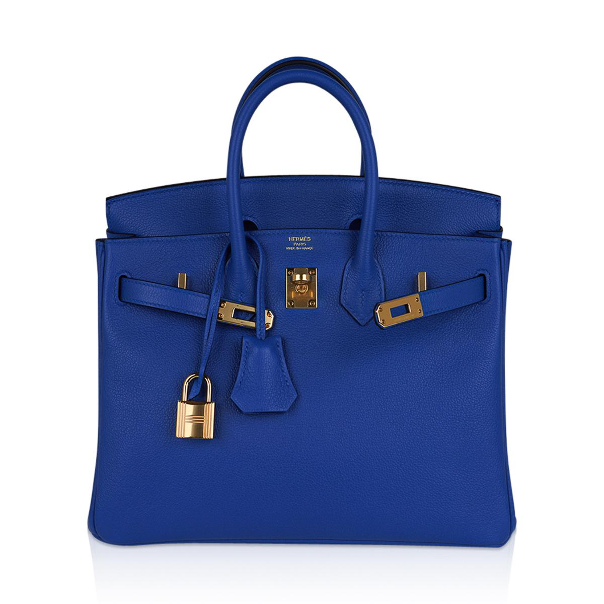 Hermes Birkin 25 Bag Blue Zellige Gold Hardware Novillo Leather In New Condition In Miami, FL