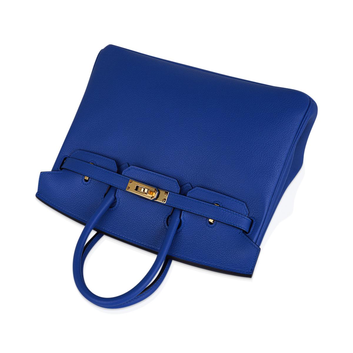 Hermes Birkin 25 Bag Blue Zellige Gold Hardware Novillo Leather For Sale 2