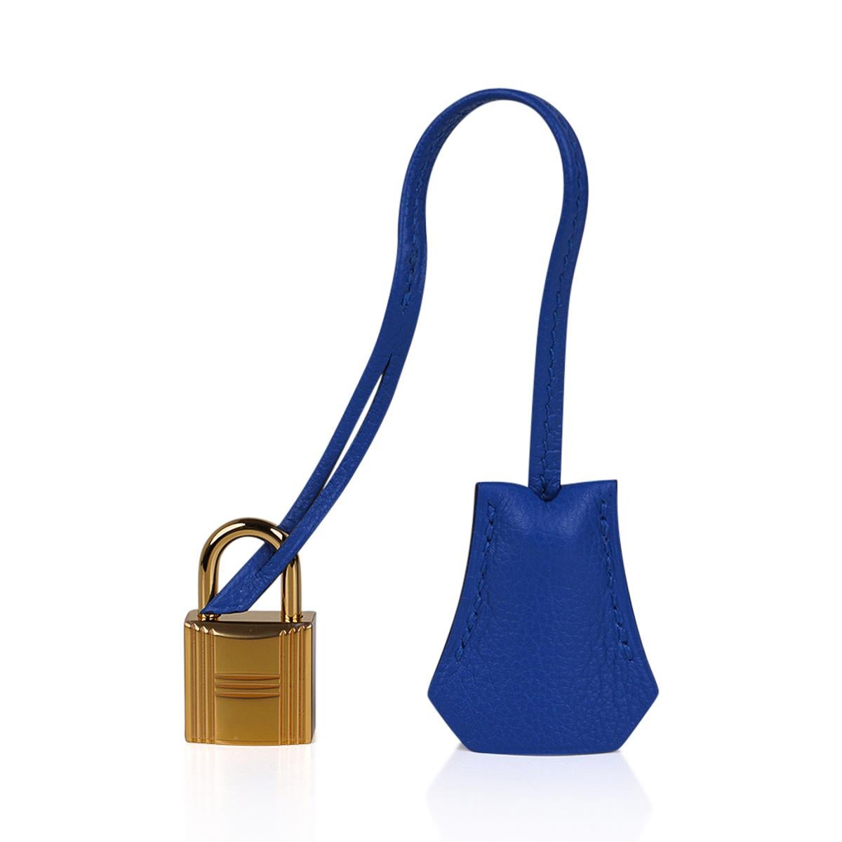 Hermes Birkin 25 Bag Blue Zellige Gold Hardware Novillo Leather For Sale 4