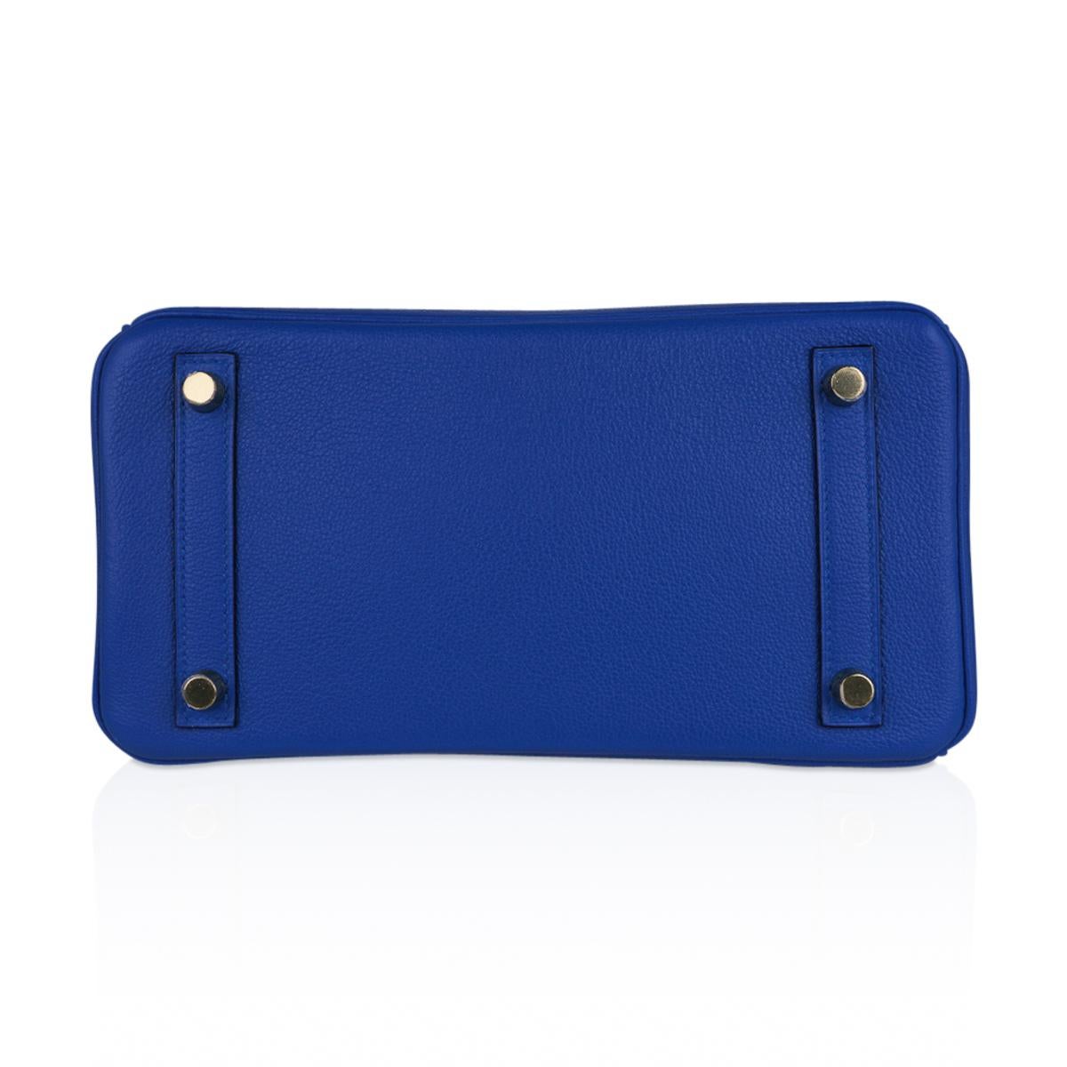 Hermes Birkin 25 Bag Blue Zellige Gold Hardware Novillo Leather For Sale 5