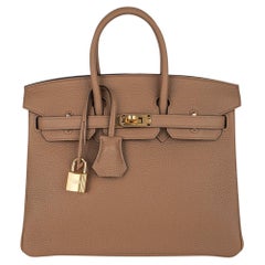 Birkin 25 Chai-Tasche mit Goldbeschlägen aus Togo-Leder