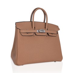 Hermes Birkin 25 Bag Chai Palladium Hardware Togo Leather