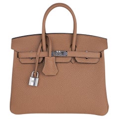 Hermes Birkin 25 Bag Chai Palladium Hardware Togo Leather