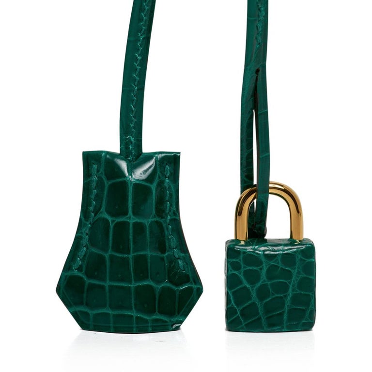 Hermes Birkin 30 Bag Emeraude Emerald Porosus Crocodile Palladium