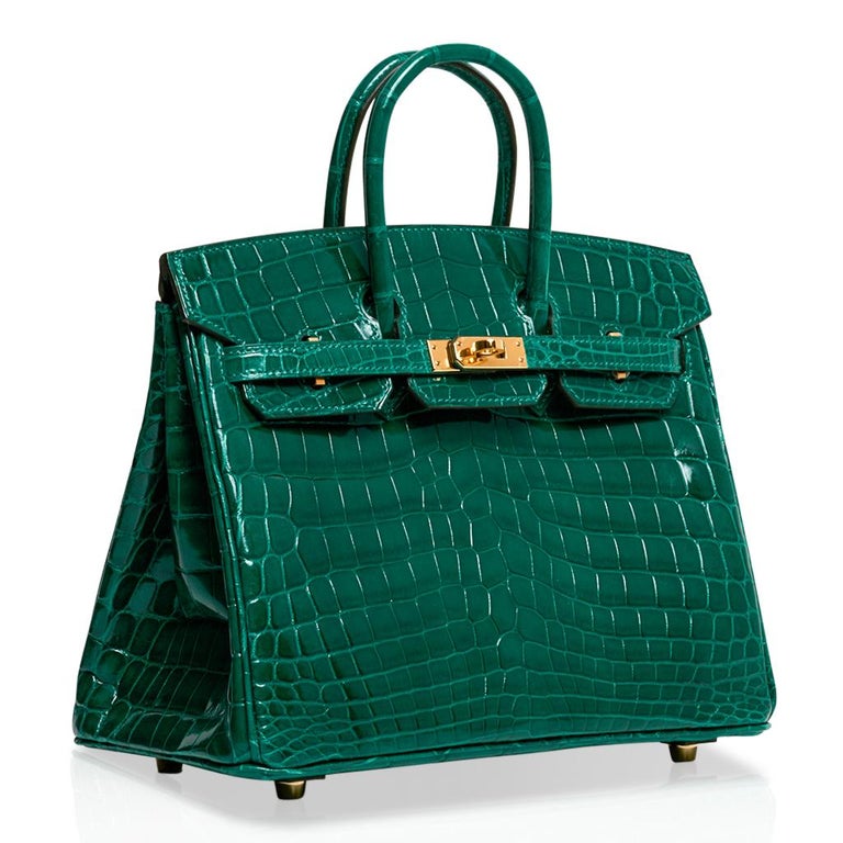 Hermes Green Vert d'eau Crocodile Birkin 25 Handbag - MAISON de LUXE
