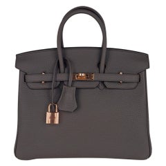 Hermes Birkin 25 Bag Etain Rose Gold Hardware Togo Leather