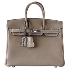 Hermes Birkin 25 Bag Etoupe Neutral Togo Palladium Hardware  