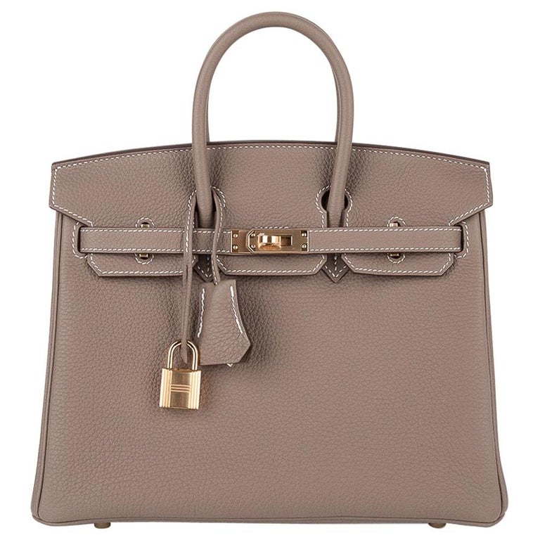 Hermes Birkin 25 Togo Chai Handbag Gold Hardware U Engraved